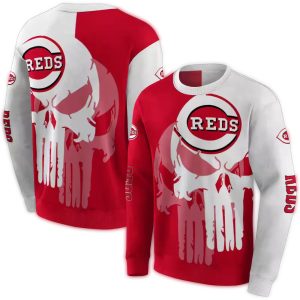Cincinnati Reds Graphic All Over Print Sweatshirt - Punisher Design