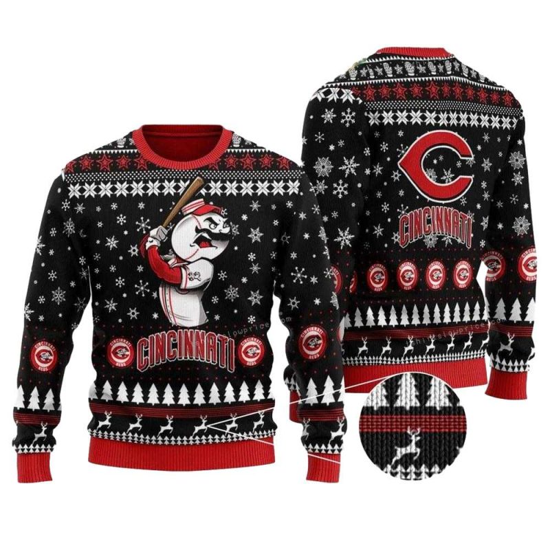 Cincinnati Reds Mascot Baseball Ugly Sweater