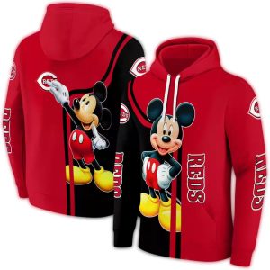 Cincinnati Reds Mickey Mouse All-Over Print Hoodie For Fans