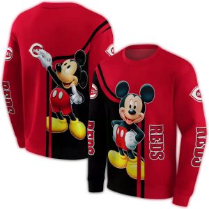 Cincinnati Reds Mickey Mouse All-Over Print Sweatshirt For Fans