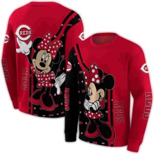 Cincinnati Reds Minnie Mouse All-Over Print Sweatshirt For Fans