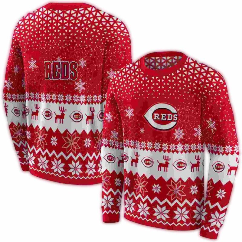 Cincinnati Reds Reindeer Motif AOP Sweatshirt 1