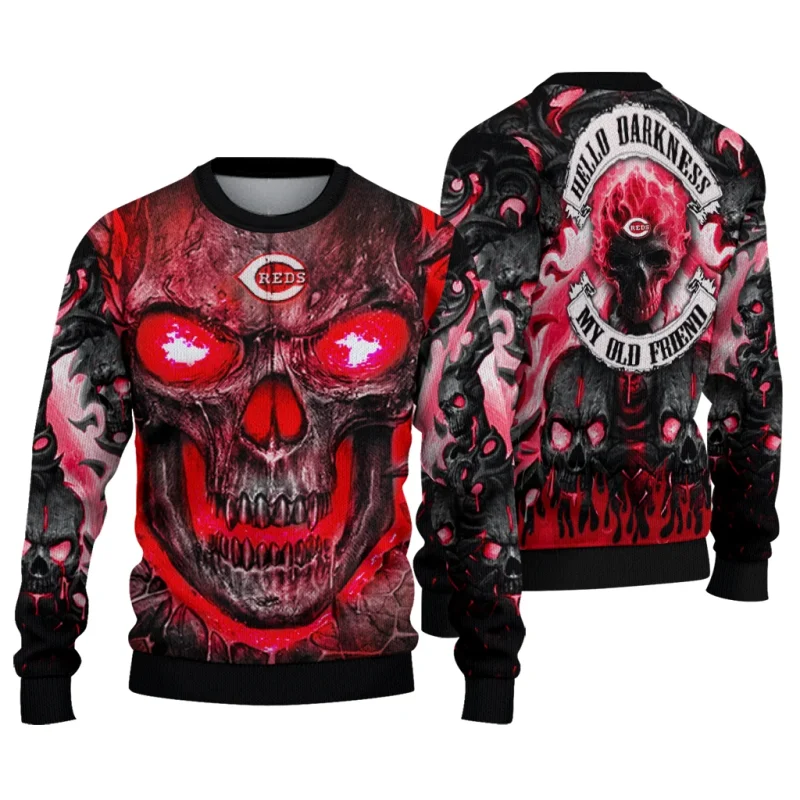 Cincinnati Reds Skull Intensity Ugly Sweater 1