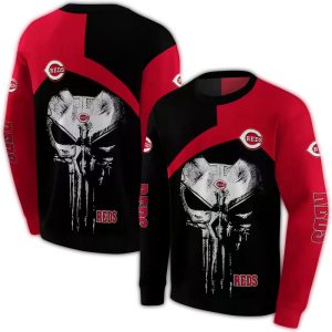 Cincinnati Reds Skull Punisher Graphic Sweatshirt For Fans