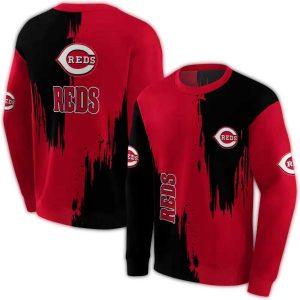 Cincinnati Reds All-Over Print Sweatshirt With Splatter Effect Design