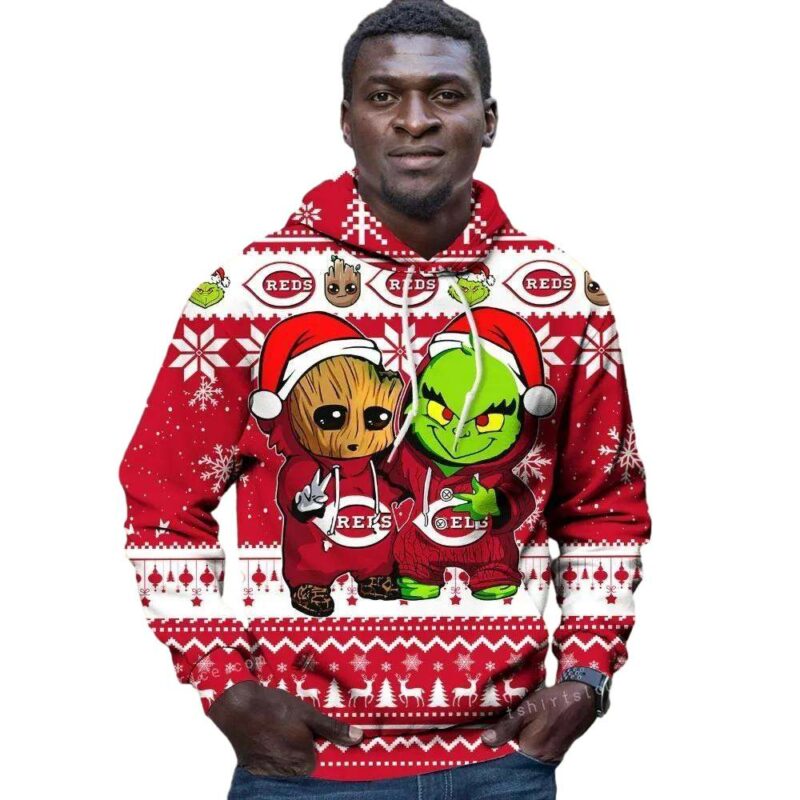 Cincinnati reds baby groot and grinch best friends 3d hoodie 4.jpg