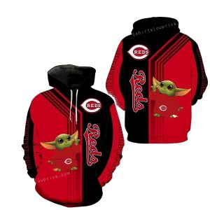 Cincinnati Reds Baby Yoda All Over Print Hoodie