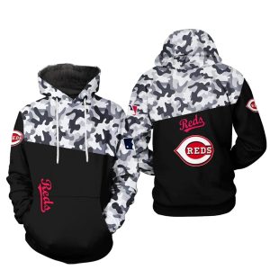 Cincinnati Reds Camo Veteran All Over Print Hoodie