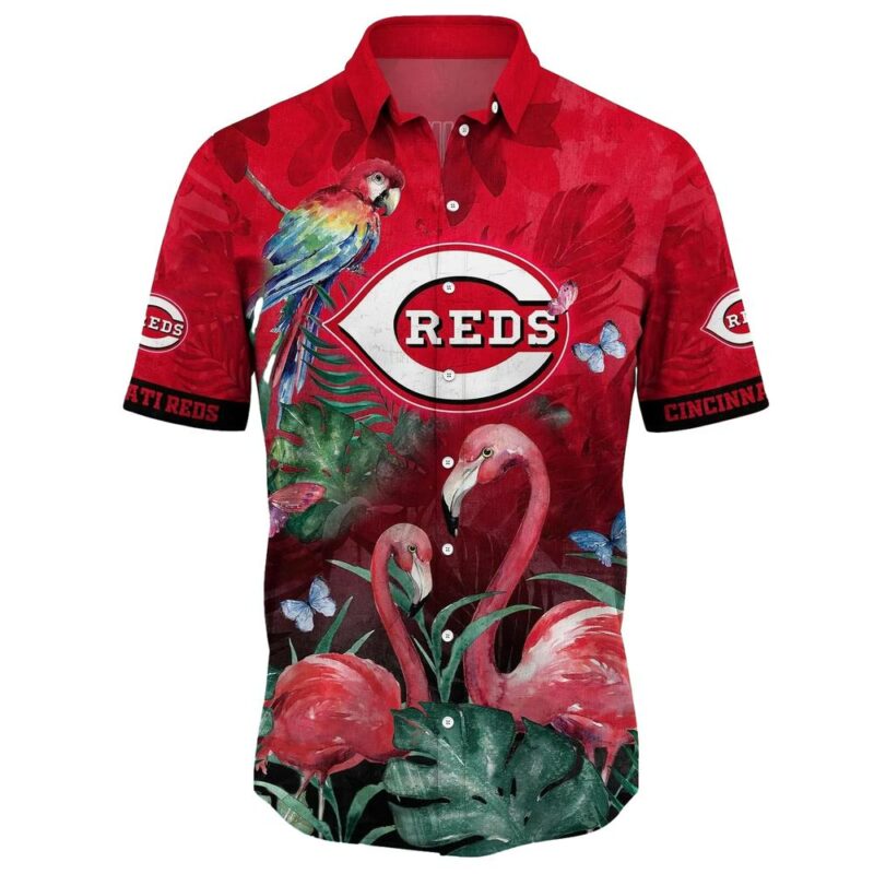 Cincinnati reds flamingo parrot and leaf floral art hawaiian shirt 2.jpg