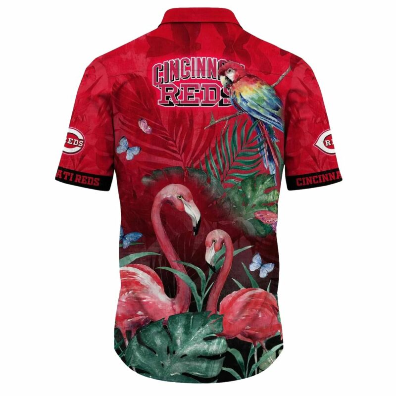 Cincinnati reds flamingo parrot and leaf floral art hawaiian shirt 3.jpg