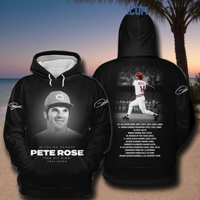 Cincinnati reds in loving memory peter rose the hit king 1941 2024 All Over Print Hoodie