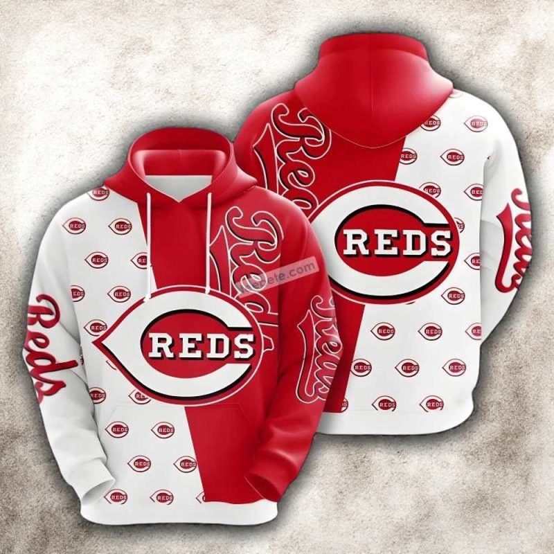 Cincinnati reds many logo pattern All Over Print Hoodie