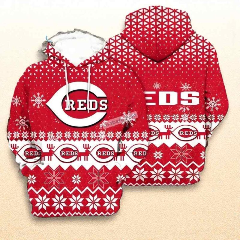 Cincinnati reds pattern christmas All Over Print Hoodie