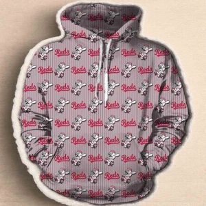 Cincinnati Reds Pattern Mascot All Over Print Hoodie