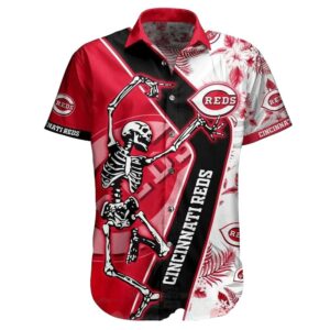 Cincinnati reds skeleton dance floral hawaiian shirt 1.jpg