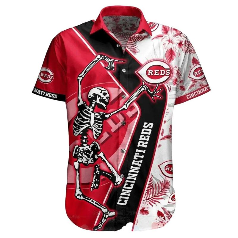 Cincinnati reds skeleton dance floral hawaiian shirt 1.jpg