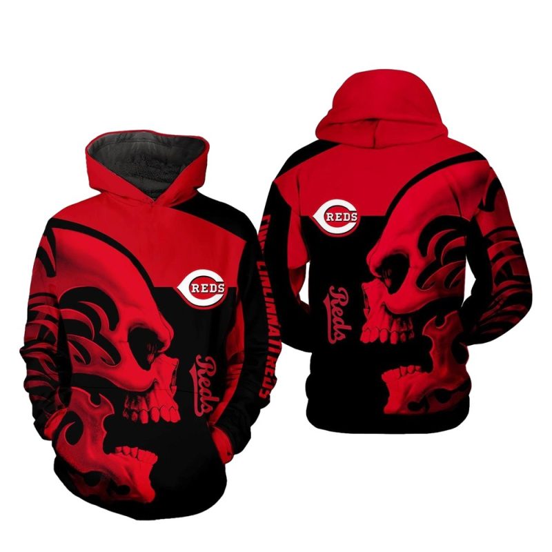 Cincinnati reds skull All Over Print Hoodie