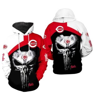 Cincinnati Reds Skull Punisher All Over Print Hoodie