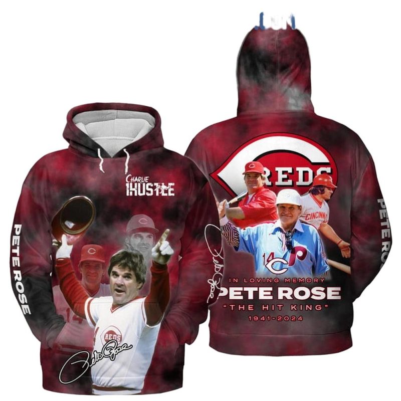 Cincinnati reds the hit king forever in our hearts pete rose All Over Print Hoodie