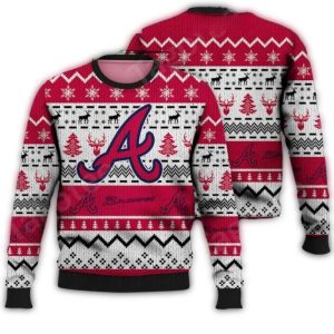 Atlanta Braves Christmas Ugly Sweater With Reindeer Pattern