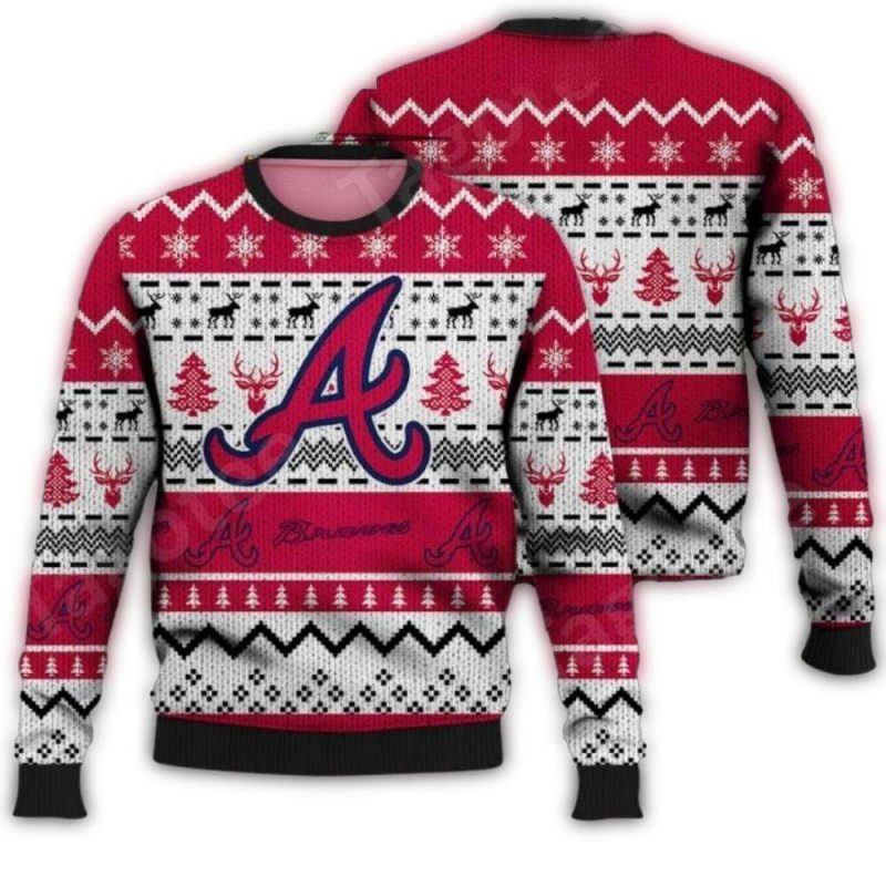 Classic Reindeer Pattern Atlanta Braves Christmas Sweater 1