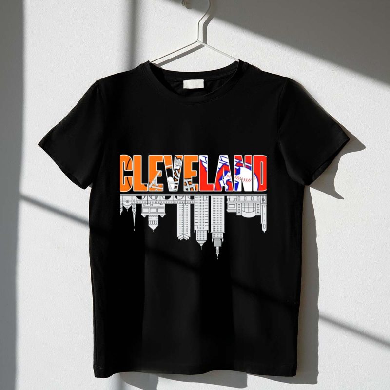 Cleveland City Sports Team Cleveland Browns Cleveland Guardians Skyline T Shirt t shirt 1 1