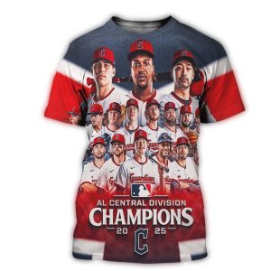 Cleveland Guardians 2025 Al Central Champions All Over Print T-Shirt