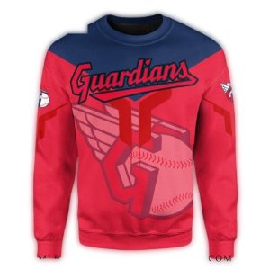 Cleveland Guardians Red All-Over Print Sweatshirt With Bold Logo
