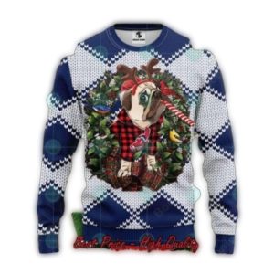 Cleveland Guardians Bulldog Wreath Christmas Ugly Sweater For Fans