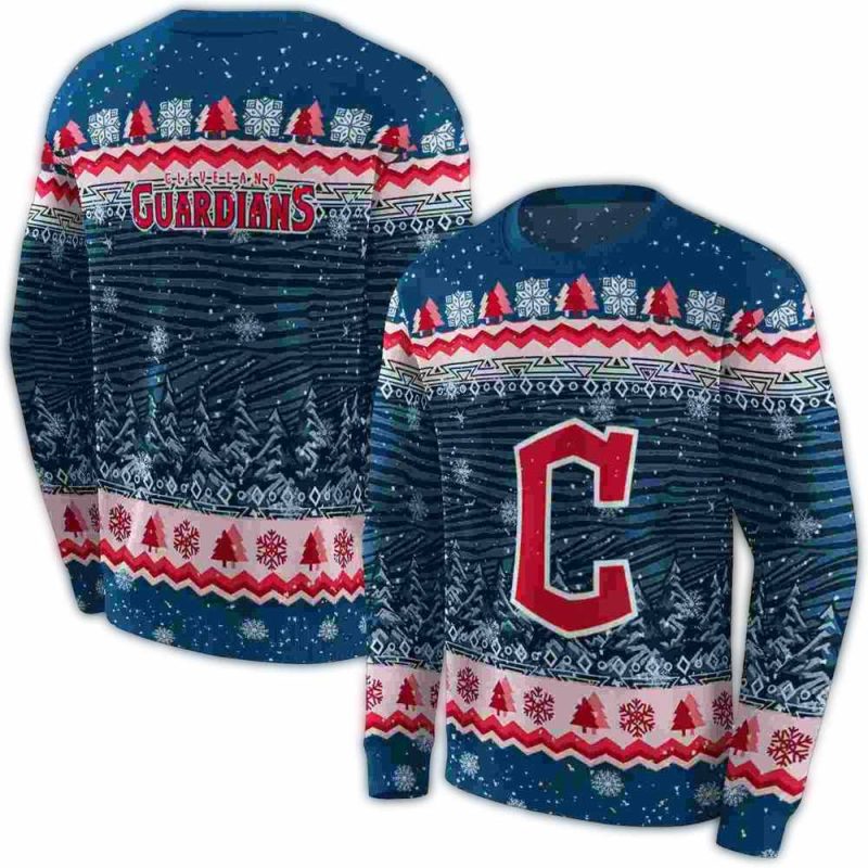 Cleveland Guardians Christmas Trees AOP Sweatshirt 1