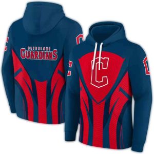 Cleveland Guardians All-Over Print Hoodie With Concentric Lines Design
