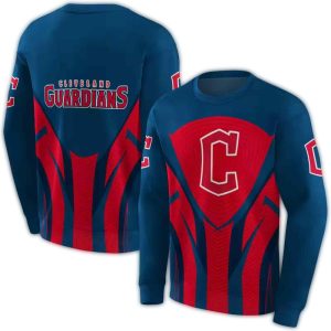 Cleveland Guardians All-Over Print Sweatshirt With Concentric Lines Design