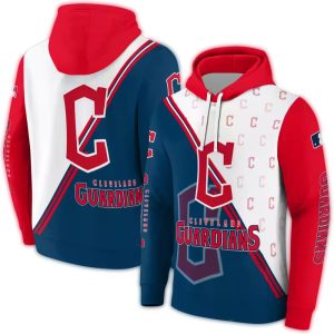 Cleveland Guardians Diagonal Stripe All-Over Print Hoodie For Fans