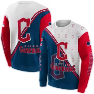 Cleveland Guardians Diagonal Stripe All-Over Print Sweatshirt For Fans