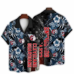 Cleveland Guardians Floral Leaf Pattern Hawaiian Shirt For Men