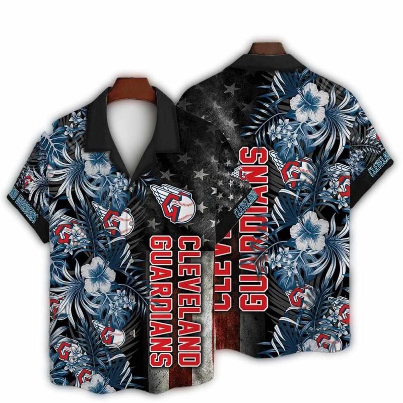 Cleveland Guardians Flower FLoral Leafs Pattern Hawaiian Shirt 1