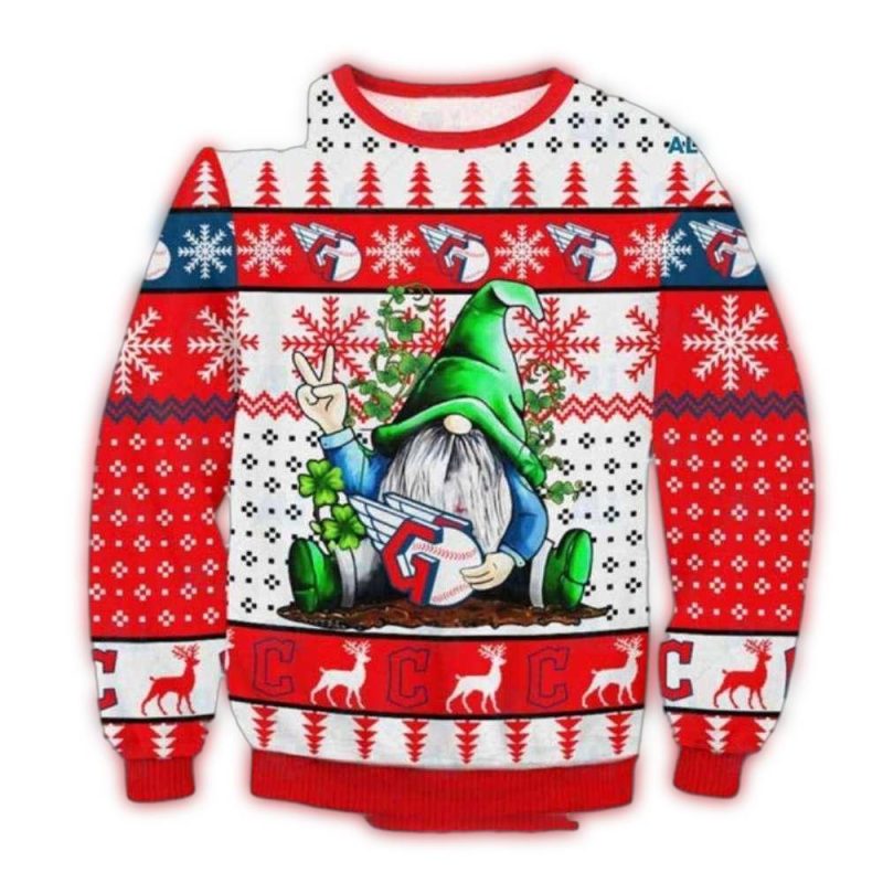 Cleveland Guardians Gnome Peace Sign Chrisstmas Ugly Sweater 1