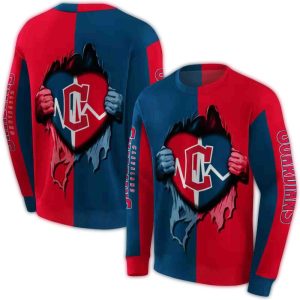 Cleveland Guardians Heartbeat Graphic All-Over Print Sweatshirt For Fans