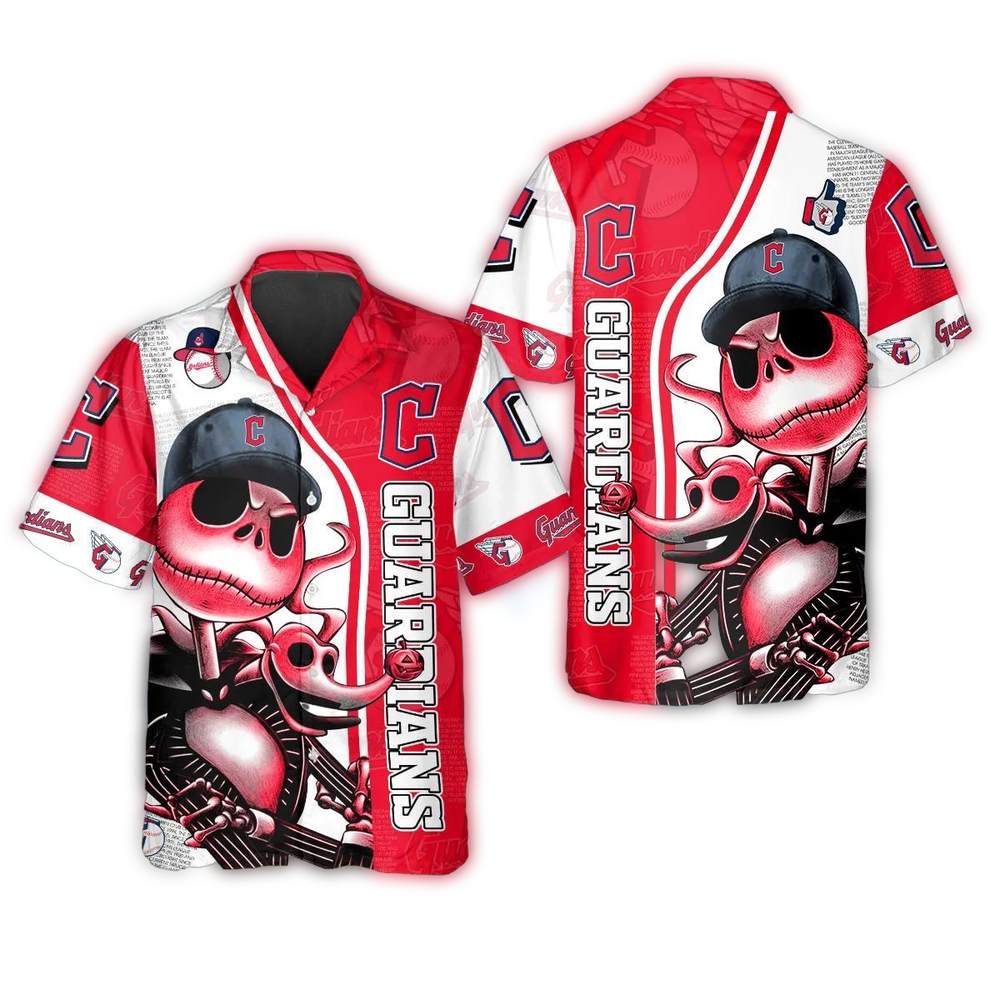 Cleveland Guardians Jack Skeleton Halloween Hawaiian Shirt 1