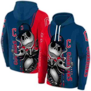 Cleveland Guardians Jack Skellington Halloween All-Over Print Hoodie
