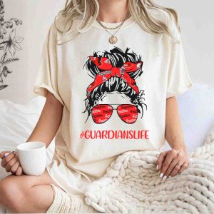Cleveland Guardians Life Messy Bun Girl Headband Glasses Guardianslife T Shirt