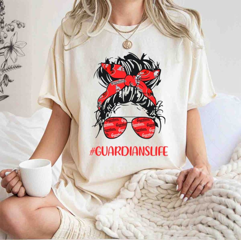 Cleveland Guardians Life Messy Bun Girl Headband Glasses GuardiansLife T Shirt t shirt 1 1