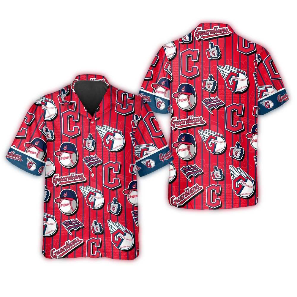 Cleveland Guardians Logo Collage Hawaiian Shirt 1