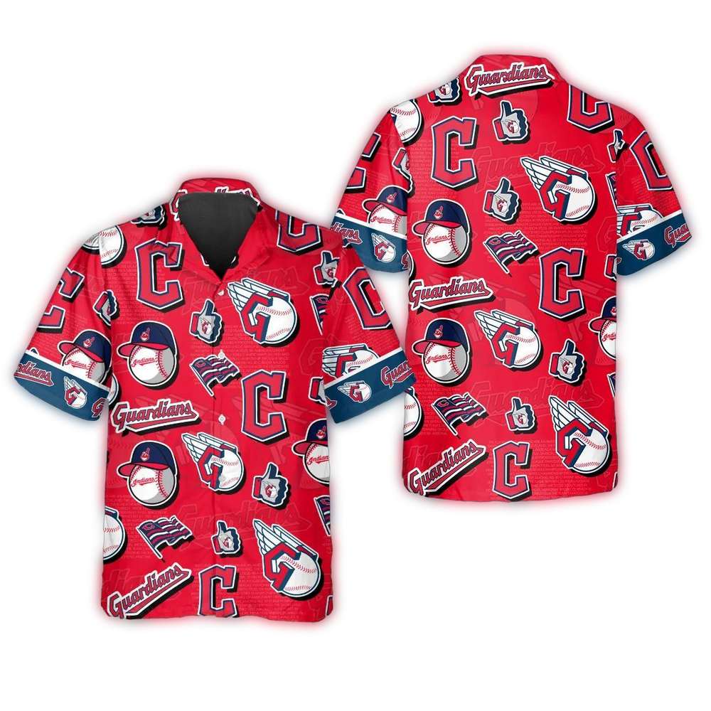 Cleveland Guardians Logo and Symbol Pattern Hawaiian Shirt 1