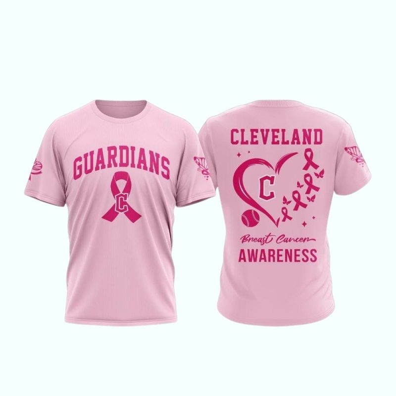 Cleveland Guardians Pink Breast Cancer Awareness AOP T Shirt 1