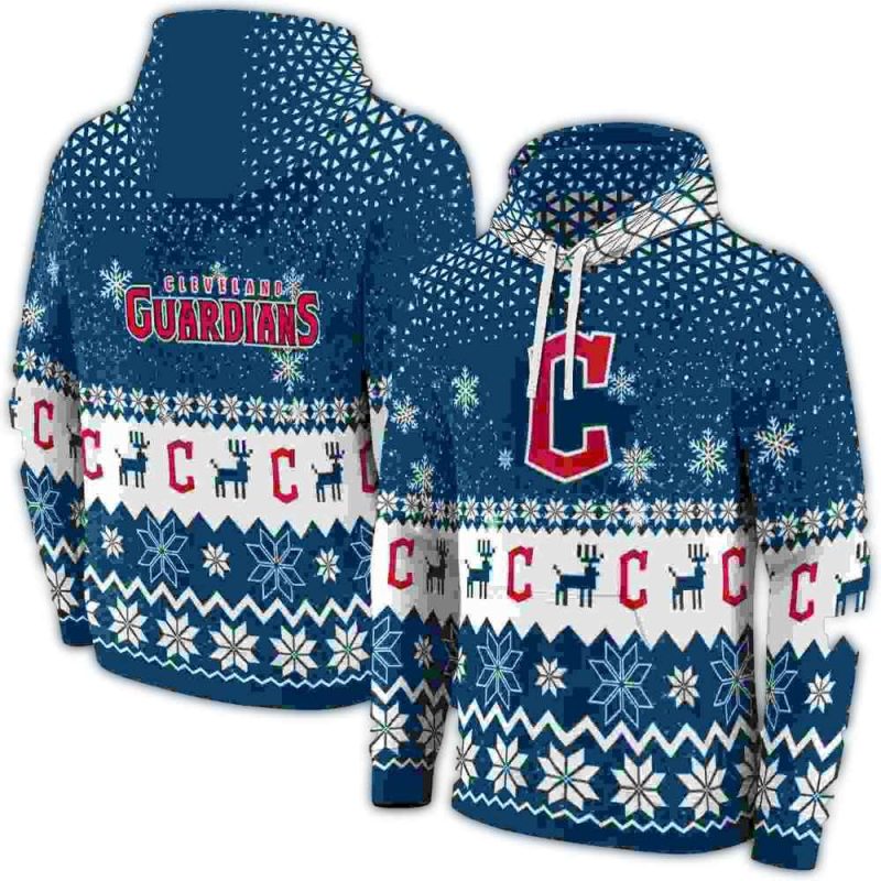 Cleveland Guardians Reindeer Motif AOP Hoodie 1