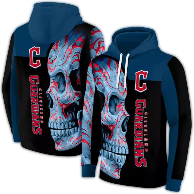 Cleveland Guardians Skull Motif AOP Hoodie 1