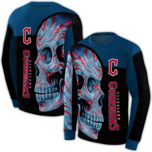 Cleveland Guardians Skull Motif Printed Sweatshirt For Fans