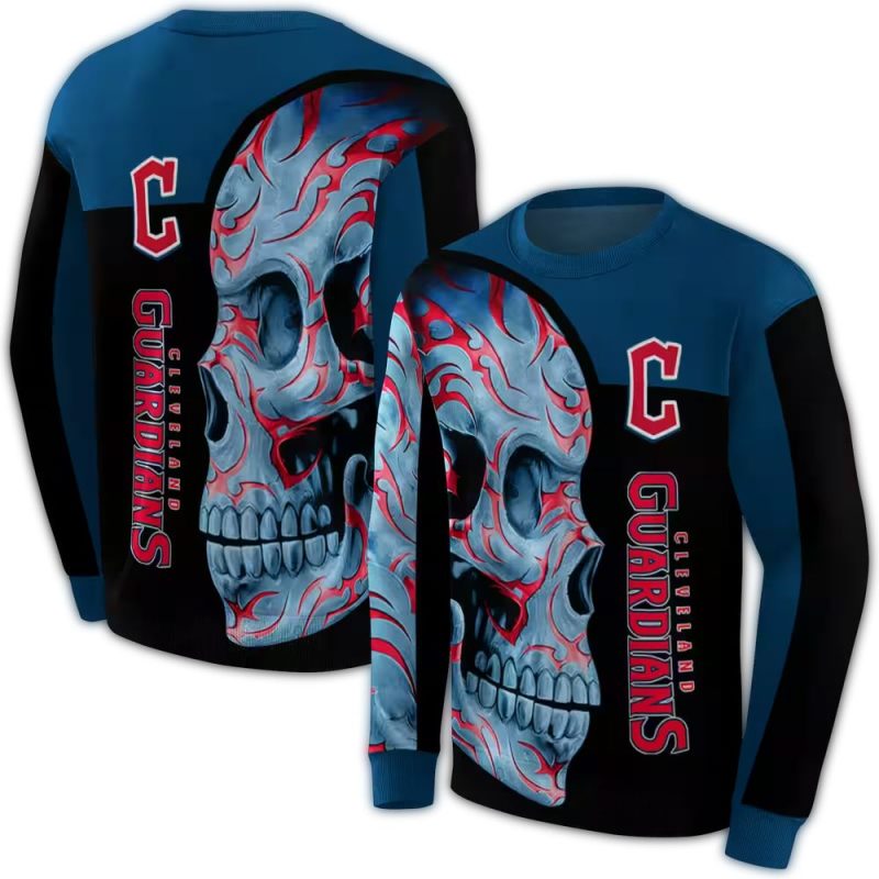 Cleveland Guardians Skull Motif AOP Sweatshirt 1