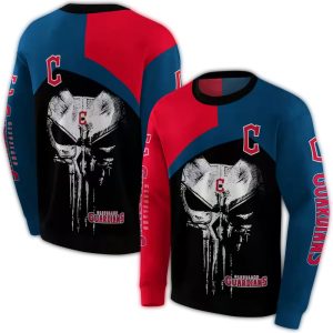 Cleveland Guardians Skull Punisher All-Over Print Hoodie For Fans